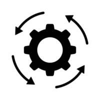 Cogwheel with arrow denoting icon of automation vector