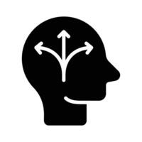 An icon of a human head with arrows pointing in different directions, symbolizing decision making and choices vector