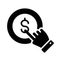 Dollar coin with pointing hand concept of pay per click, Ppc design vector