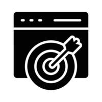 Icon depicting a target with an arrow within a browser window for precision marketing vector