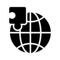 Icon representing global connectivity and integration through a puzzle piece and globe vector