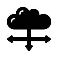 An icon representing cloud-based data distribution and network connectivity solutions vector