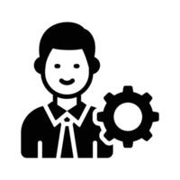 Male avatar with cogwheel showing concept icon of hr management in modern style vector