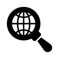 Globe with magnifying glass, trendy icon of global search, international search vector