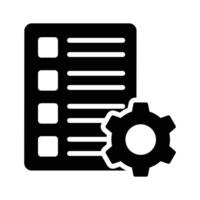 Gear with page denoting design of list setting in trendy style, editable icon vector