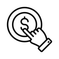 Dollar coin with pointing hand concept of pay per click, Ppc design vector