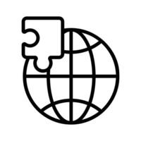 Icon representing global connectivity and integration through a puzzle piece and globe vector
