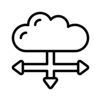 An icon representing cloud-based data distribution and network connectivity solutions vector
