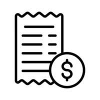 Dollar coin with page denoting concept icon of receipt, bill doodle design vector