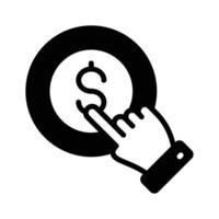 Dollar coin with pointing hand concept of pay per click, Ppc design vector