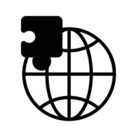 Icon representing global connectivity and integration through a puzzle piece and globe vector