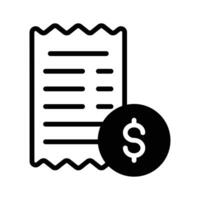 Dollar coin with page denoting concept icon of receipt, bill doodle design vector