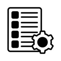 Gear with page denoting design of list setting in trendy style, editable icon vector