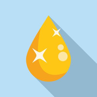 Golden drop shining with bubbles floating inside