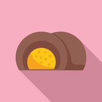 Round chocolate praline with filling showing on pink background vector