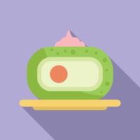 Green tea mochi ice cream resting on a plate vector