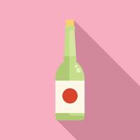 Minimalist flat design illustration of a bottle of japanese rice wine with a long shadow vector