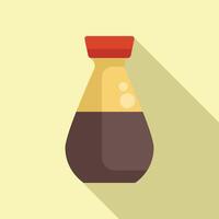 Soy sauce bottle with red cap casting long shadow vector