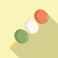 Japanese dango dessert on a stick with long shadow vector