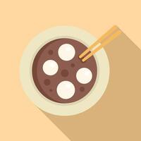 Bowl of tangyuan with chopsticks resting on top vector