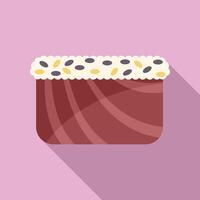 Sesame seeds topping delicious tuna sushi roll with rice and nori icon vector