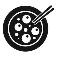Bowl of chinese soup with chopsticks and meatballs vector