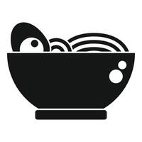 Bowl of ramen noodles with egg and broth icon vector