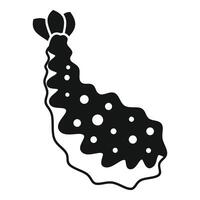 Simple icon of a tempura shrimp covered in sauce vector