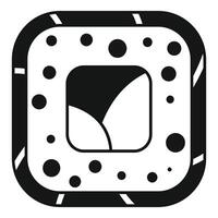 Square sushi roll with tobiko caviar icon in simple style vector
