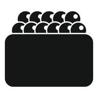 Black glyph icon representing a container full of fish eggs for sushi preparation vector