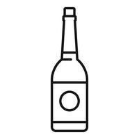 Minimalist icon of a bottle featuring a blank label with a circle vector