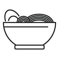 Bowl of noodles being served in minimalist line art style vector