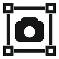 Camera icon surrounded by crop marks for editing and photography vector