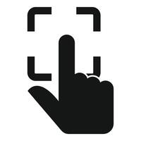 Hand touching digital screen for fingerprint scanning vector