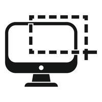 Computer screen showing resizing tool icon vector
