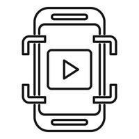 Smartphone showing augmented reality video interface with play button vector