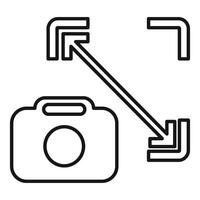Diagonal composition photography icon with camera and arrows vector