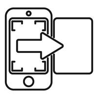 Smartphone sending data with arrow icon vector