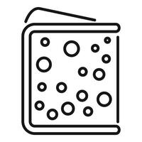 Line icon style illustration of a piece of swiss cheese with a corner cut out vector