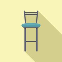 Modern bar stool with backrest, furniture icon with long shadow vector
