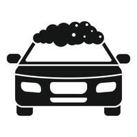 Car covered in soap suds getting washed in car wash icon vector