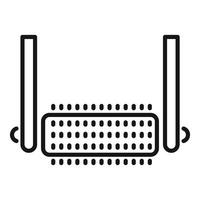 Line icon of a wifi router providing a strong wireless signal vector