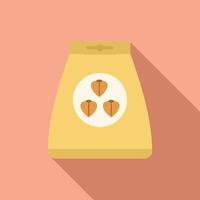 Yellow seed packet containing three seeds on a pink background vector