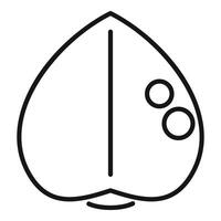Peach with leaf attached showing black outline icon design vector