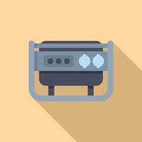 Portable power generator supplying electricity with long shadow on yellow background vector