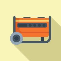 Orange and gray portable generator providing backup electricity vector