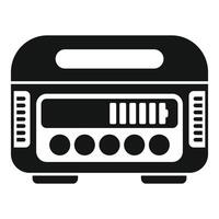 Portable electric generator powering display showing battery status icon vector