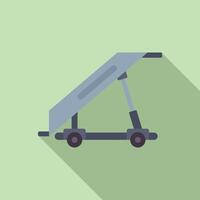 Airport passenger boarding bridge with wheels connecting airplane to terminal building icon vector