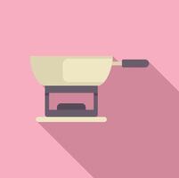 Empty wok cooking on portable gas stove with long shadow vector