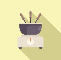 Chocolate fondue pot warming on a burner vector